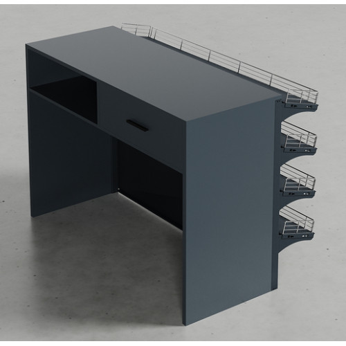 Касовий прилавок з ДСП 900х1280х730 мм, навісні полиці, для магазину або кафе  антрацит
