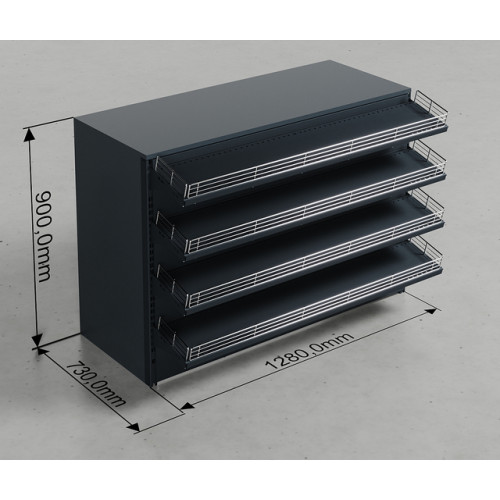 Касовий прилавок з ДСП 900х1280х730 мм, навісні полиці, для магазину або кафе  антрацит