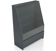 Прилавок на 4 скляні полиці 1200х900х400 мм, антрацит, торгова вітрина для магазину, простий монтаж