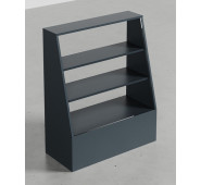 Прилавок скляний 1100х900х400 мм, полиці ДСП, антрацит, для магазину