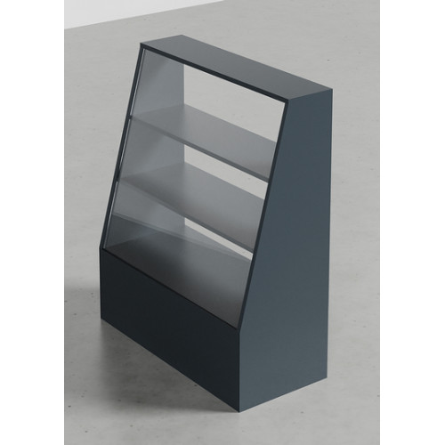 Прилавок скляний 1100х900х400 мм, полиці ДСП, антрацит, для магазину