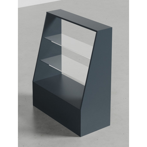 Прилавок скляний з ДСП 1100х900х400 мм, скляні полиці, антрацит, для магазину