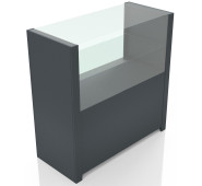 Прилавок скляний з глухими стінками 900х900х400 мм, вітрина для магазину, прозора, велика місткість