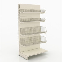 Металевий стелаж з кошиками 1930х1000х400 мм, кремовий, 4 кошики, полиця, для магазину та складу, Україна