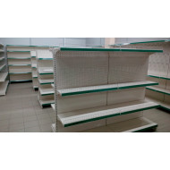 Торговий стелаж пристінний металевий 2235x1000x400 мм, 6 полиць, кремовий, для магазинів і торгівлі, Україна