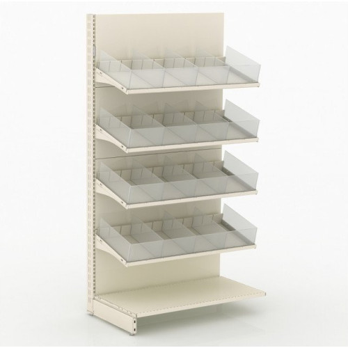 Стелаж для цукерок металевий 2235х1000х500 мм, 5 полиць, кремовий RAL 9001, для магазинів та кондитерських, Україна