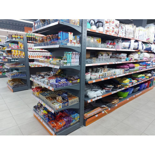 Металевий стелаж для алкоголю 2235x1250x500 мм, 6 полиць, кремовий RAL 9001, порошкове покриття, Україна, для магазину та складу