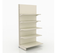Стелаж пристінний металевий 1930х1250х400 мм, 5 полиць, кремовий RAL 9001, порошкове фарбування, для магазину та складу, Україна