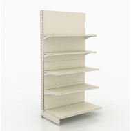 Стелаж пристінний металевий 1930х1250х400 мм, 5 полиць, кремовий RAL 9001, порошкове фарбування, для магазину та складу, Україна