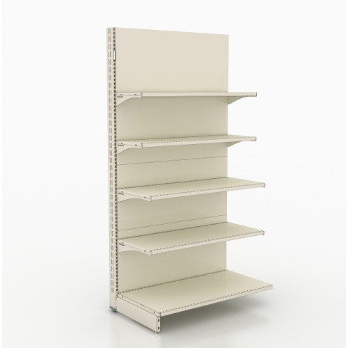 Стелаж пристінний металевий 1930х1250х400 мм, 5 полиць, кремовий RAL 9001, порошкове фарбування, для магазину та складу, Україна