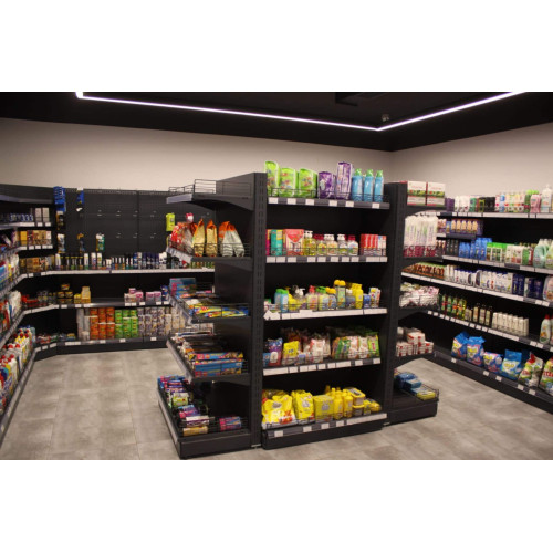 Стелаж пристінний металевий 1930х1250х400 мм, 5 полиць, кремовий RAL 9001, порошкове фарбування, для магазину та складу, Україна