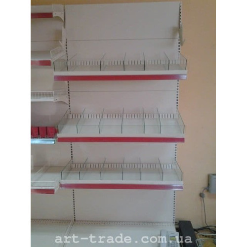 Торговый стеллаж для конфет металлический 2235х1000х500 мм, 5 полок, кремовый RAL 9001, для магазинов и кондитерских, Украина