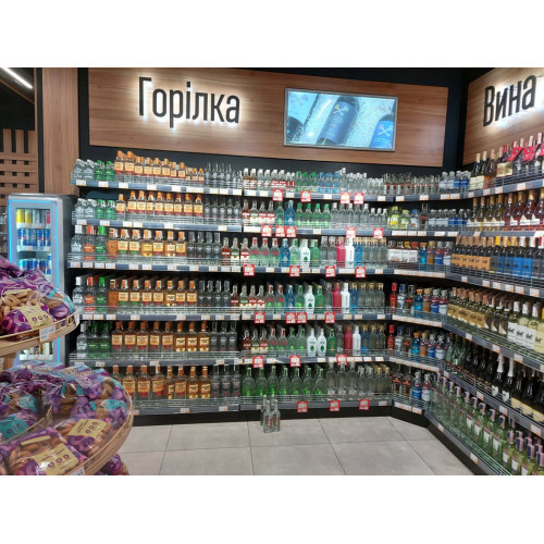 Торговий стелаж пристінний металевий 1930x1000x400 мм, 5 полиць, кремовий RAL 9001, для магазину, Україна