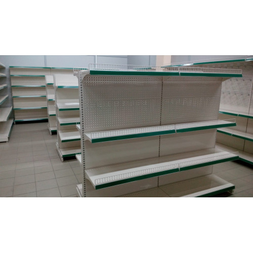 Торговий стелаж пристінний металевий 1930x1000x400 мм, 5 полиць, кремовий RAL 9001, для магазину, Україна