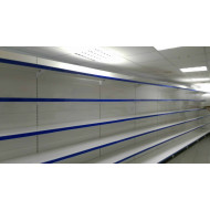 Торговий стелаж пристінний металевий 1930x1000x400 мм, 5 полиць, кремовий RAL 9001, для магазину, Україна