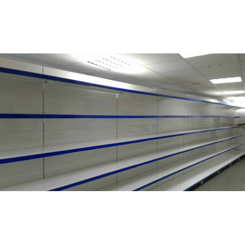 Торговий стелаж пристінний металевий 1930x1000x400 мм, 5 полиць, кремовий RAL 9001, для магазину, Україна