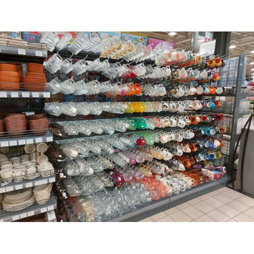 Металевий перфорований стелаж 2235x1330x500 мм, 2 полиці, кремовий, порошкове фарбування, для складу та магазину