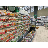 Торговий стелаж з гачками 1930x1000x400 мм, перфорований, металевий, кремовий, для дрібних товарів та аксесуарів, Україна