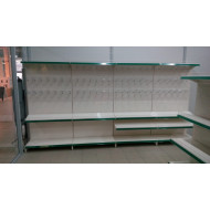 Торговий стелаж з гачками 1930x1000x400 мм, перфорований, металевий, кремовий, для дрібних товарів та аксесуарів, Україна