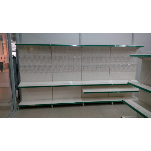 Торговий стелаж з гачками 1930x1000x400 мм, перфорований, металевий, кремовий, для дрібних товарів та аксесуарів, Україна