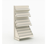 Металевий стелаж для книг 2235х1000х500 мм, кремовий, пристінний, порошкове фарбування, для бібліотеки та дому, Україна
