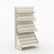 Стеллаж для книг металлический 2235х1000х500 мм, кремовый, пристенный, порошковая покраска, для библиотеки и дома, Украина