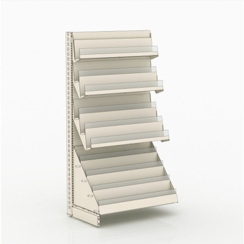 Стеллаж для книг металлический 2235х1000х500 мм, кремовый, пристенный, порошковая покраска, для библиотеки и дома, Украина