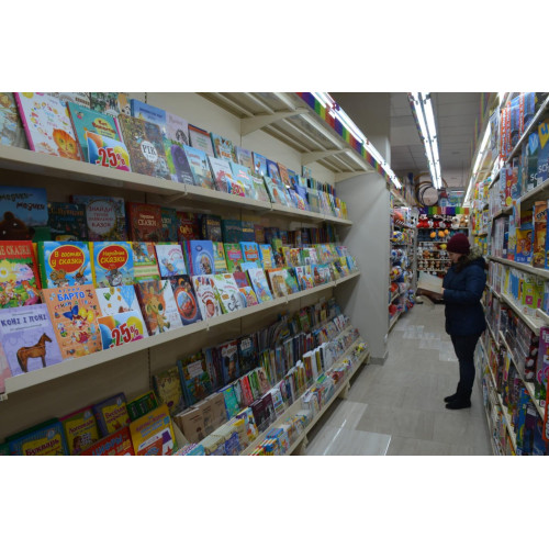 Стеллаж для книг металлический 2235х1000х500 мм, кремовый, пристенный, порошковая покраска, для библиотеки и дома, Украина