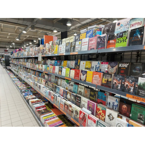 Стеллаж для книг металлический 2235х1000х500 мм, кремовый, пристенный, порошковая покраска, для библиотеки и дома, Украина