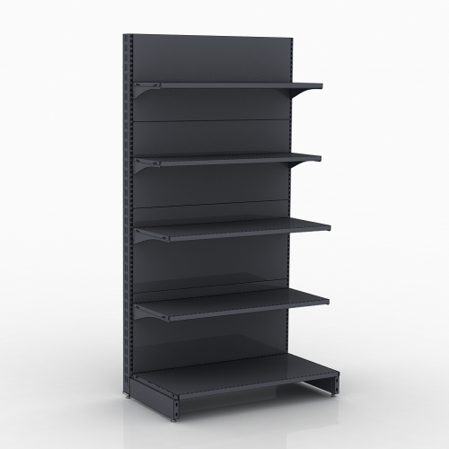Металевий торговий стелаж пристінний 1930х1000х500 мм, антрацит RAL 7016, 5 полиць, Україна — обладнання для магазину