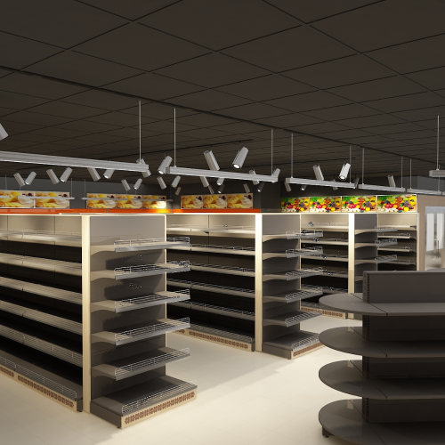 Металевий торговий стелаж пристінний 1930х1000х500 мм, антрацит RAL 7016, 5 полиць, Україна — обладнання для магазину