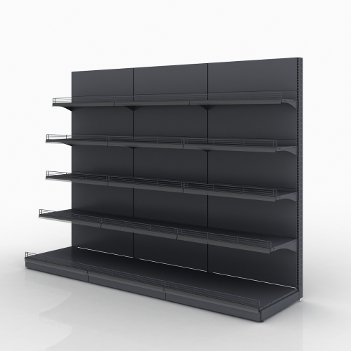 Металевий торговий стелаж пристінний 1930х1000х500 мм, антрацит RAL 7016, 5 полиць, Україна — обладнання для магазину