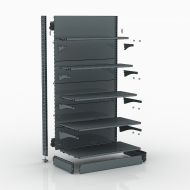 Металевий торговий стелаж пристінний 1930х1000х500 мм, антрацит RAL 7016, 5 полиць, Україна — обладнання для магазину