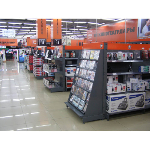 Металевий стелаж Modern Expo для дисків 2235х1000х500 мм, пристінний, кремовий, порошкове покриття, для складу та магазину