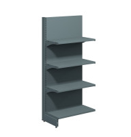 Торговий металевий пристінний стелаж 1473x665x300 мм, 3 полиці, антрацит, для магазину та супермаркету, Україна