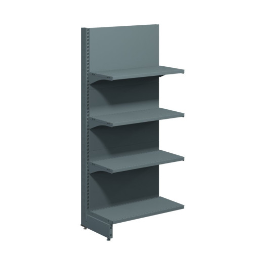 Торговий металевий пристінний стелаж 1473x665x300 мм, 3 полиці, антрацит, для магазину та супермаркету, Україна