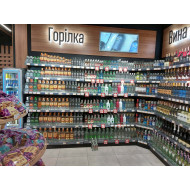 Торговий металевий пристінний стелаж 1473x665x300 мм, 3 полиці, антрацит, для магазину та супермаркету, Україна