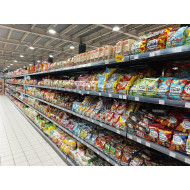 Торговий металевий пристінний стелаж 1473x665x300 мм, 3 полиці, антрацит, для магазину та супермаркету, Україна