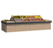 Острівний прилавок для фруктів та овочів з декоративними панелями Тип 6 Modern Expo 1100x4100x1590 мм, для магазинів та супермаркетів