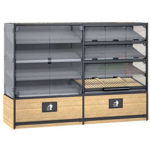 Хлебный стеллаж пристенный Modern Expo Тип 3 1810х2570х740 мм, стеклянные двери, для хлеба и выпечки