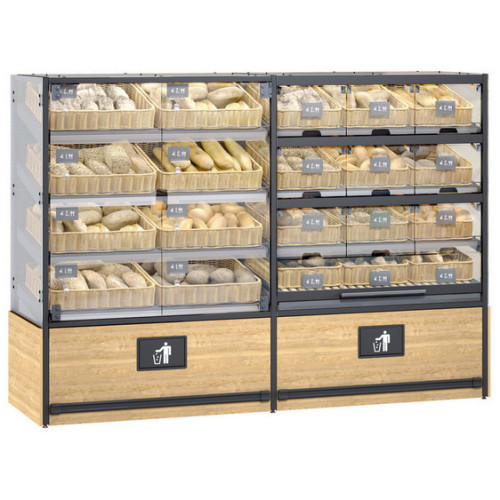 Хлебный стеллаж пристенный Modern Expo Тип 3 1810х2570х740 мм, стеклянные двери, для хлеба и выпечки