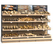 Хлібний стелаж Modern Expo пристінний Тип 4, 3100х830х2265 мм, метал/дерево, антрацит RAL 7016, для магазину та пекарні