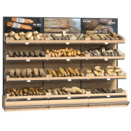 Хлебный стеллаж Modern Expo пристенный 3100х830х2265 мм, металл/дерево,антрацит RAL 7016, для магазина и пекарни