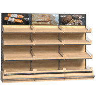 Хлебный стеллаж Modern Expo пристенный 3100х830х2265 мм, металл/дерево,антрацит RAL 7016, для магазина и пекарни