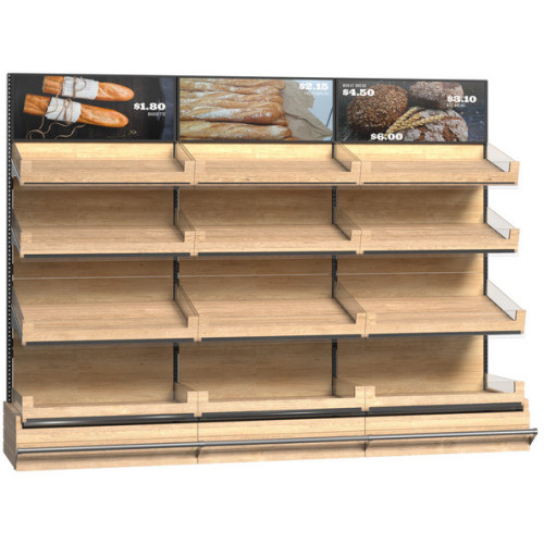 Хлебный стеллаж Modern Expo пристенный 3100х830х2265 мм, металл/дерево,антрацит RAL 7016, для магазина и пекарни