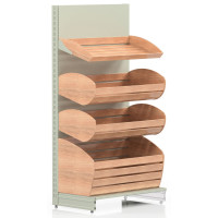 Металевий хлібний стелаж Modern Expo 1930х1000х500 мм, 4 полиці-корзини, RAL 9001, для хліба та випічки, магазин, пекарня