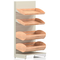 Металевий хлібний стелаж Modern Expo 1930х1000х500 мм, 4 полиці (2 середні + 2 кошики), RAL 9001, для хліба та випічки