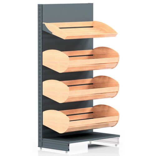 Металевий хлібний стелаж Modern Expo 1930х665х500 мм, 4 полиці, антрацит, навантаження до 750 кг, для магазинів і пекарень, Україна