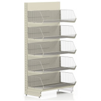 Стелаж з кошиками металевий 1930х1250х400 мм на 5 корзин