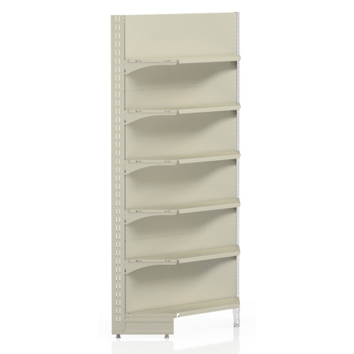 Внутрішній кутовий стелаж Modern Expo 1930х1000х300 мм, 6 полиць, метал, кремовий, для складу та магазину, Україна